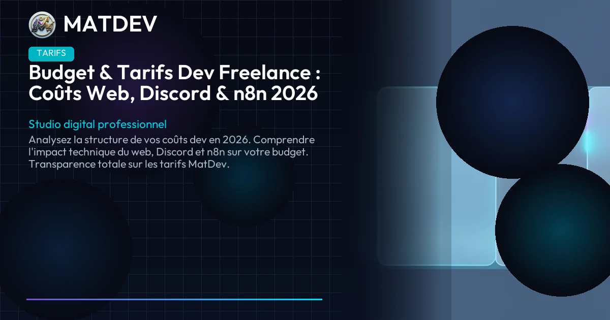 Budget & Tarifs Dev Freelance : Coûts Web, Discord & n8n 2026 | MatDev