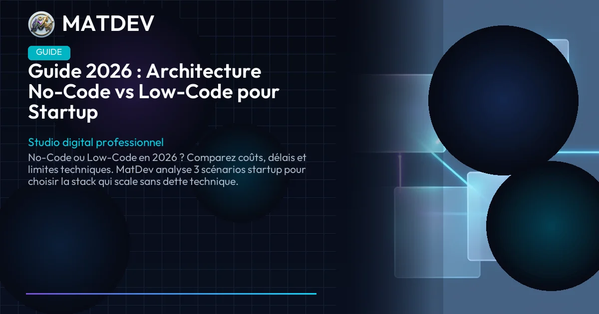 Guide 2026 : Architecture No-Code vs Low-Code pour Startup | MatDev