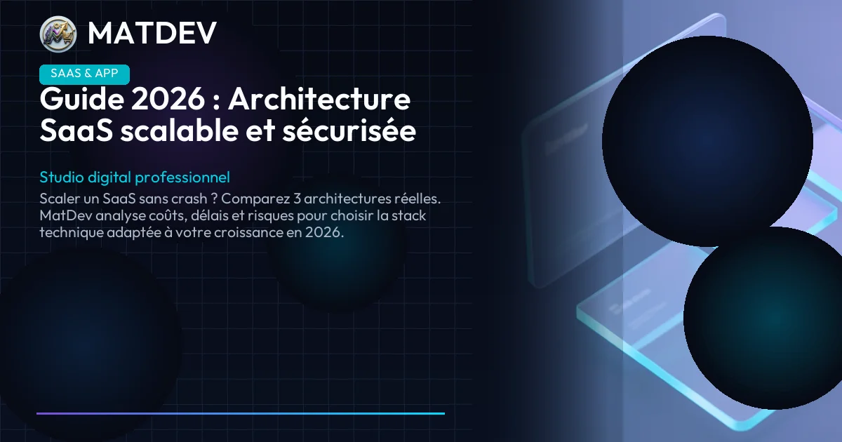 Guide 2026 : Architecture SaaS scalable et sécurisée | MatDev