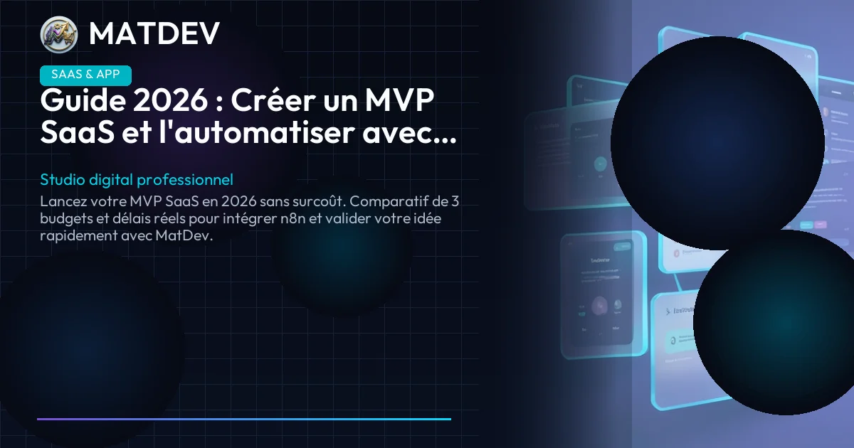 Guide 2026 : Créer un MVP SaaS et l'automatiser avec n8n | MatDev