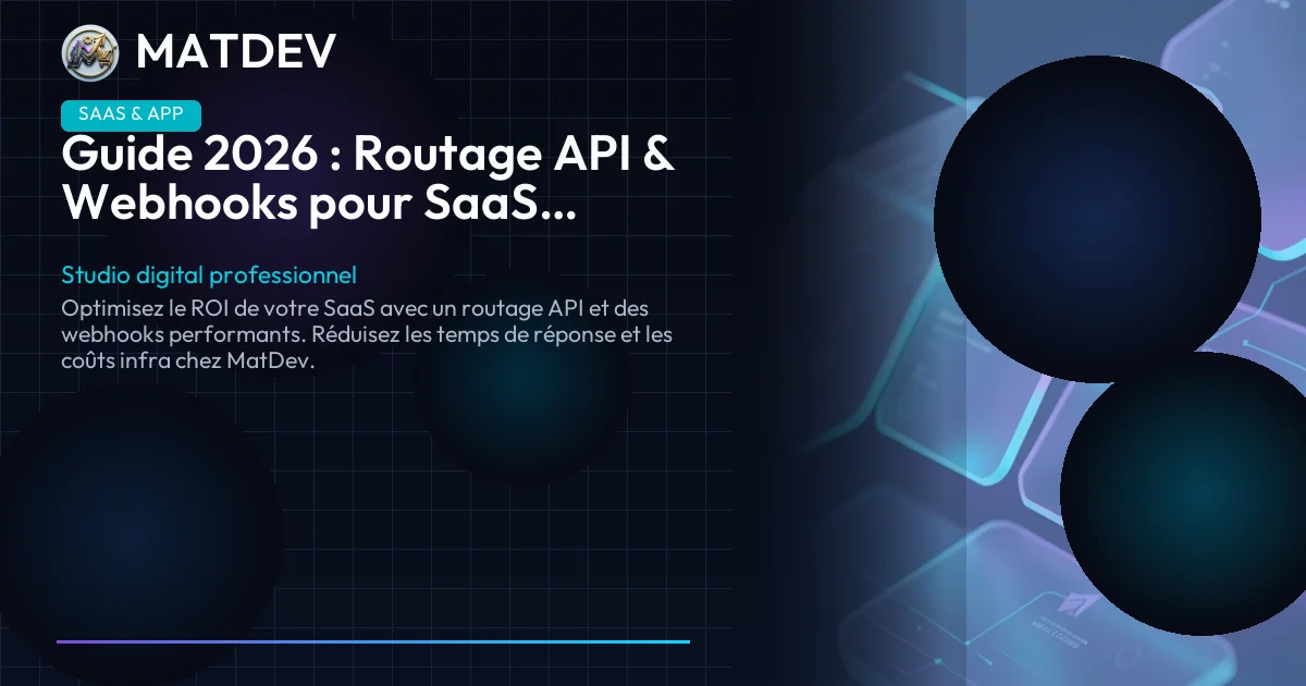 Guide 2026 : Routage API & Webhooks pour SaaS scalable | MatDev