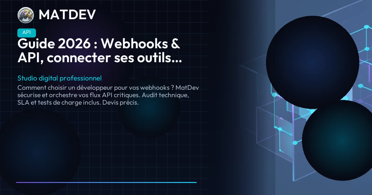 Guide 2026 : Webhooks & API, connecter ses outils métier | MatDev